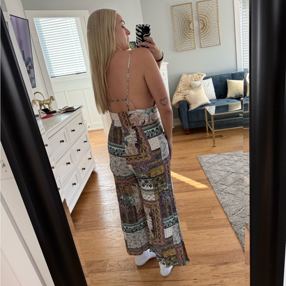 Free People Women's Printed Deep-V Wide-Leg Jumpsuit - Multi - Picture 2 of 5